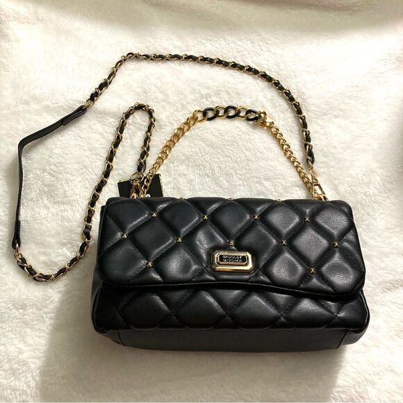 Badgley Mischka Quilted Studded Crossbody Bag Purse Handbag NWT Vegan Leather - Picture 1 of 15